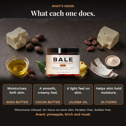 What's inside Avant: shea, cocoa butter, jojoba oil and glycerin, and what each one does