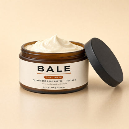 Oud Timber open jar of whipped body butter