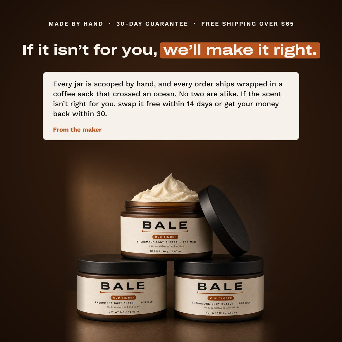 If it is not for you, we will make it right: 14-day swap, 30-day money back