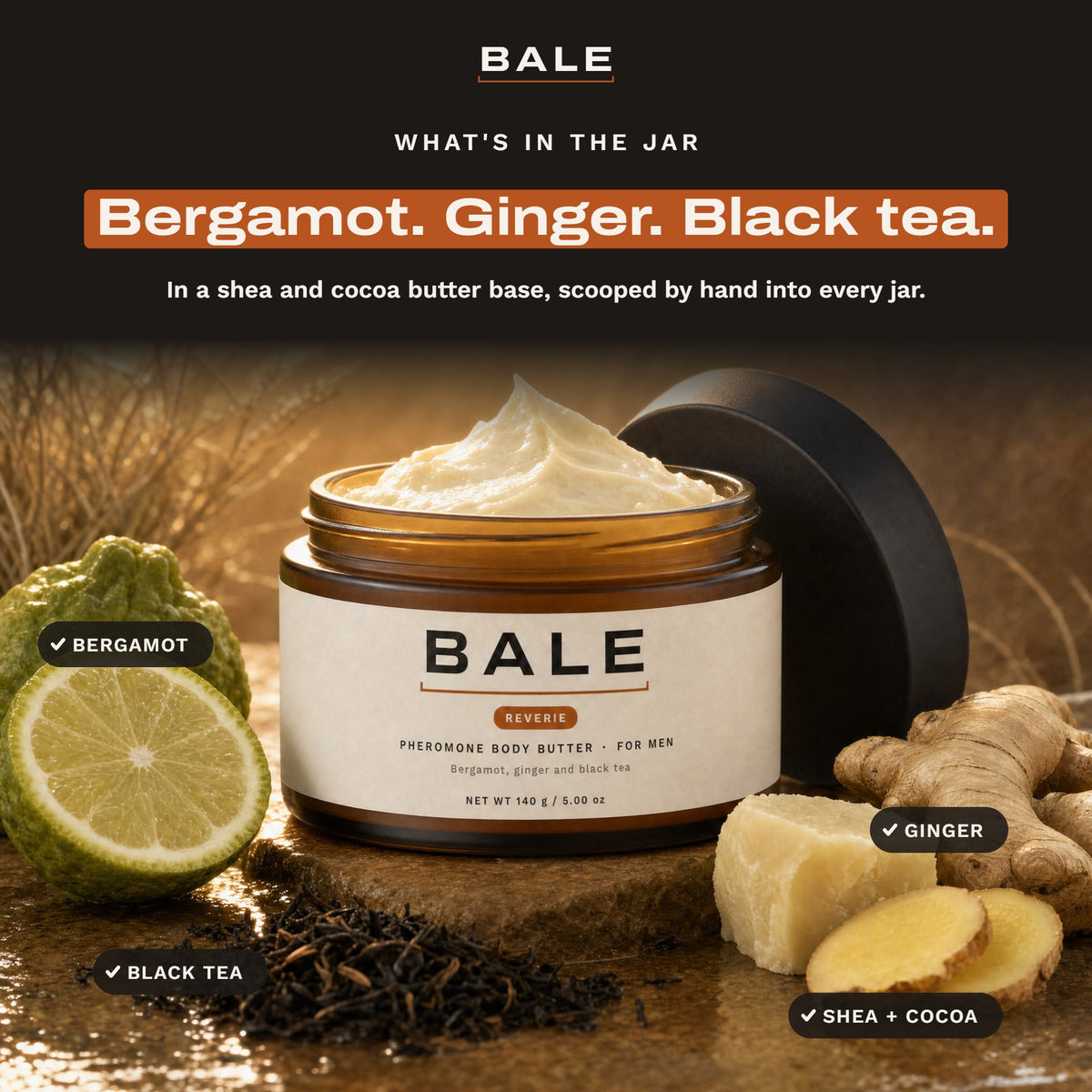 What's in the jar: Bergamot. Ginger. Black tea.