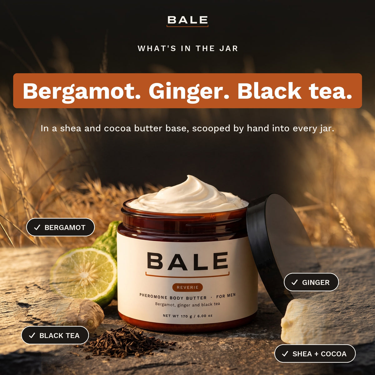 What's in the jar: Bergamot. Ginger. Black tea.