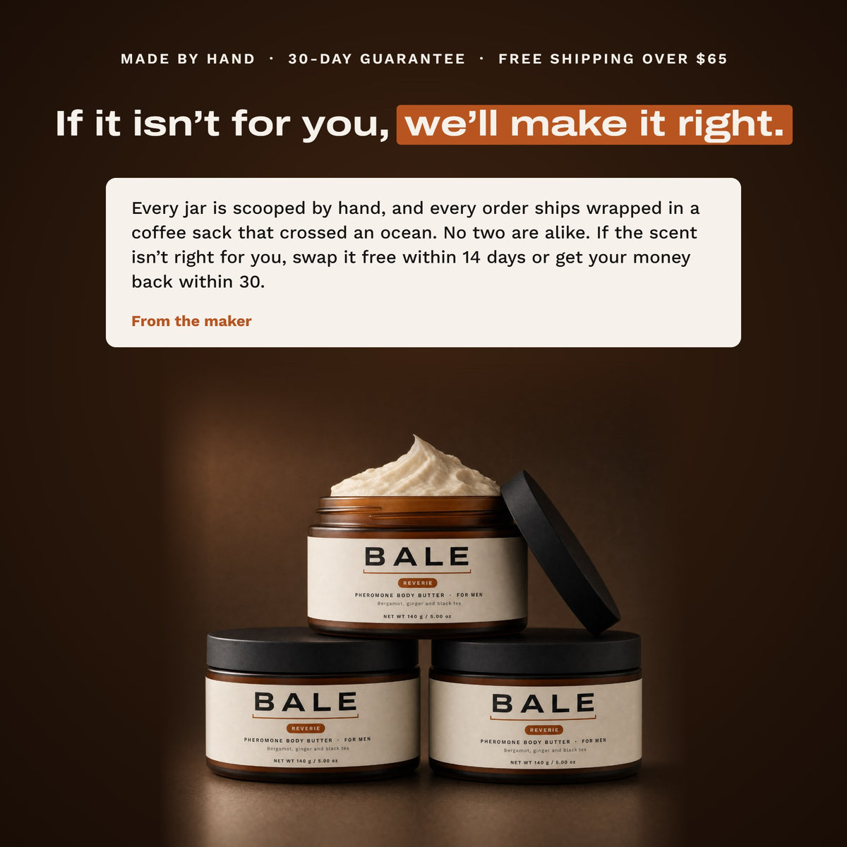 If it is not for you, we will make it right: 14-day swap, 30-day money back