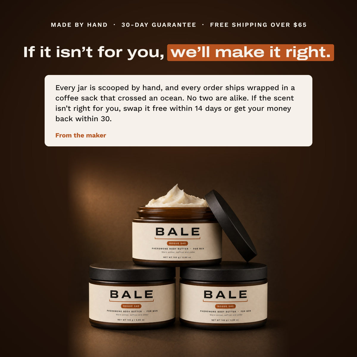 If it is not for you, we will make it right: 14-day swap, 30-day money back