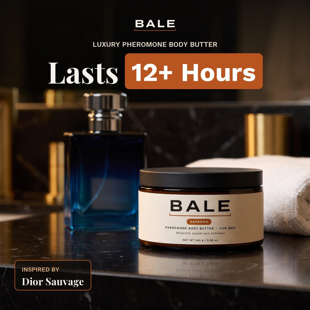 Savanna luxury pheromone body butter, inspired by Dior Sauvage, lasts 12+ hours