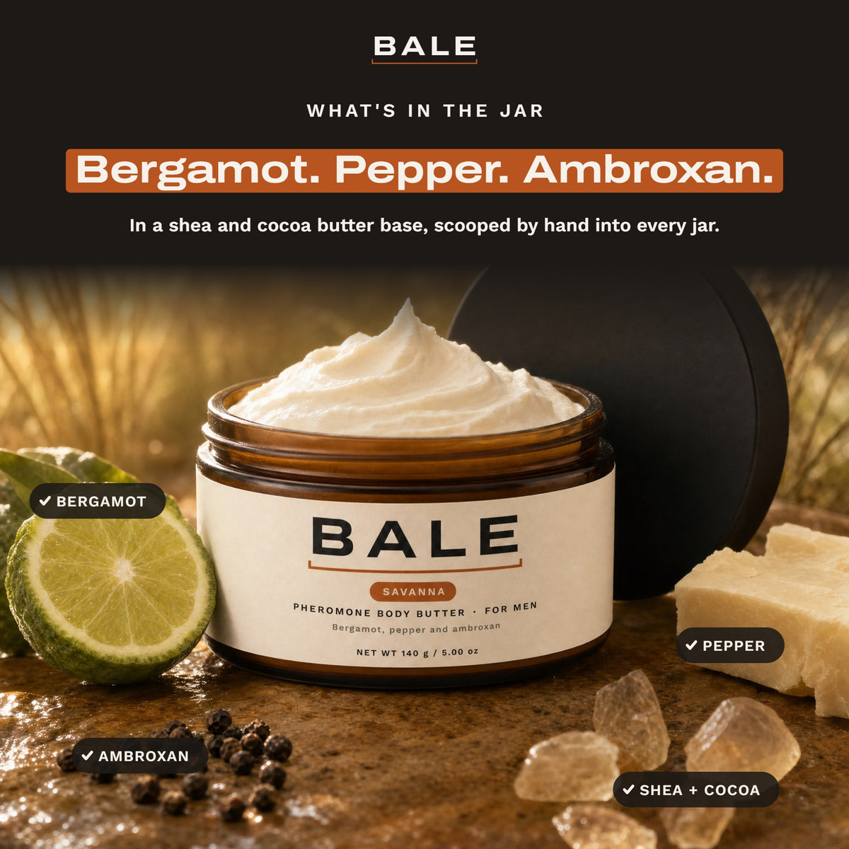 What's in the jar: Bergamot. Pepper. Ambroxan.