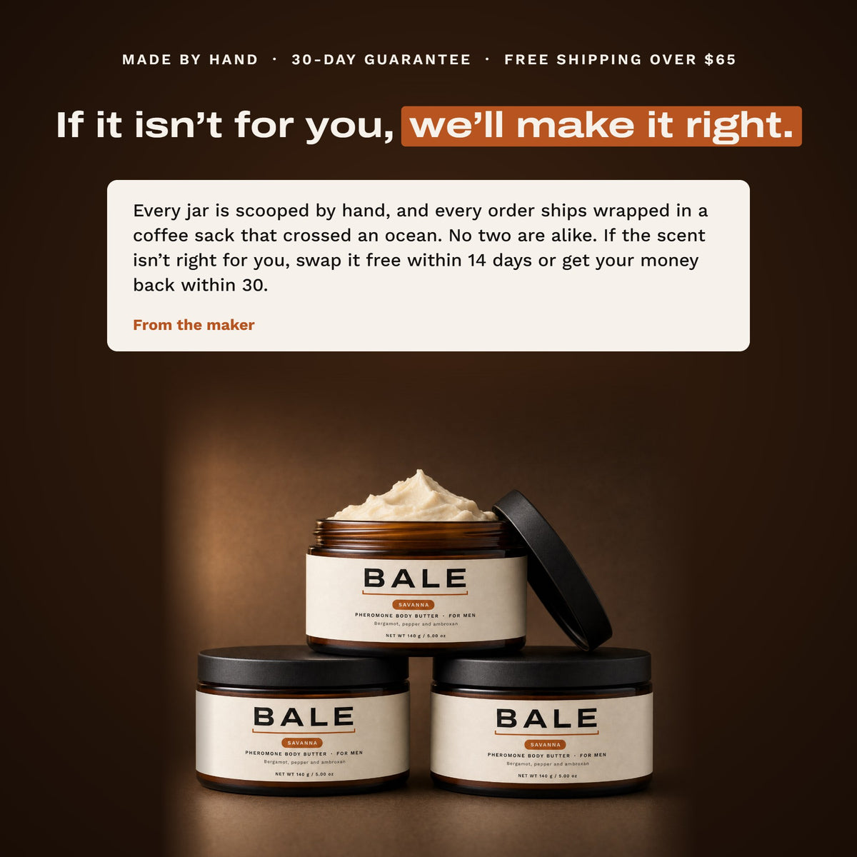 If it is not for you, we will make it right: 14-day swap, 30-day money back